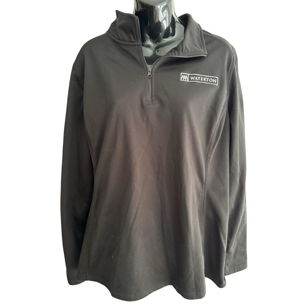 The North Face Sweater Womens XXL Black Fleece 1/4 Zip Waterton Logo Pullover